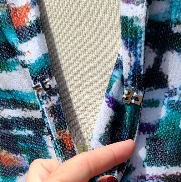 Etcetera blue & white print sequined jacket - Picture 5 of 10